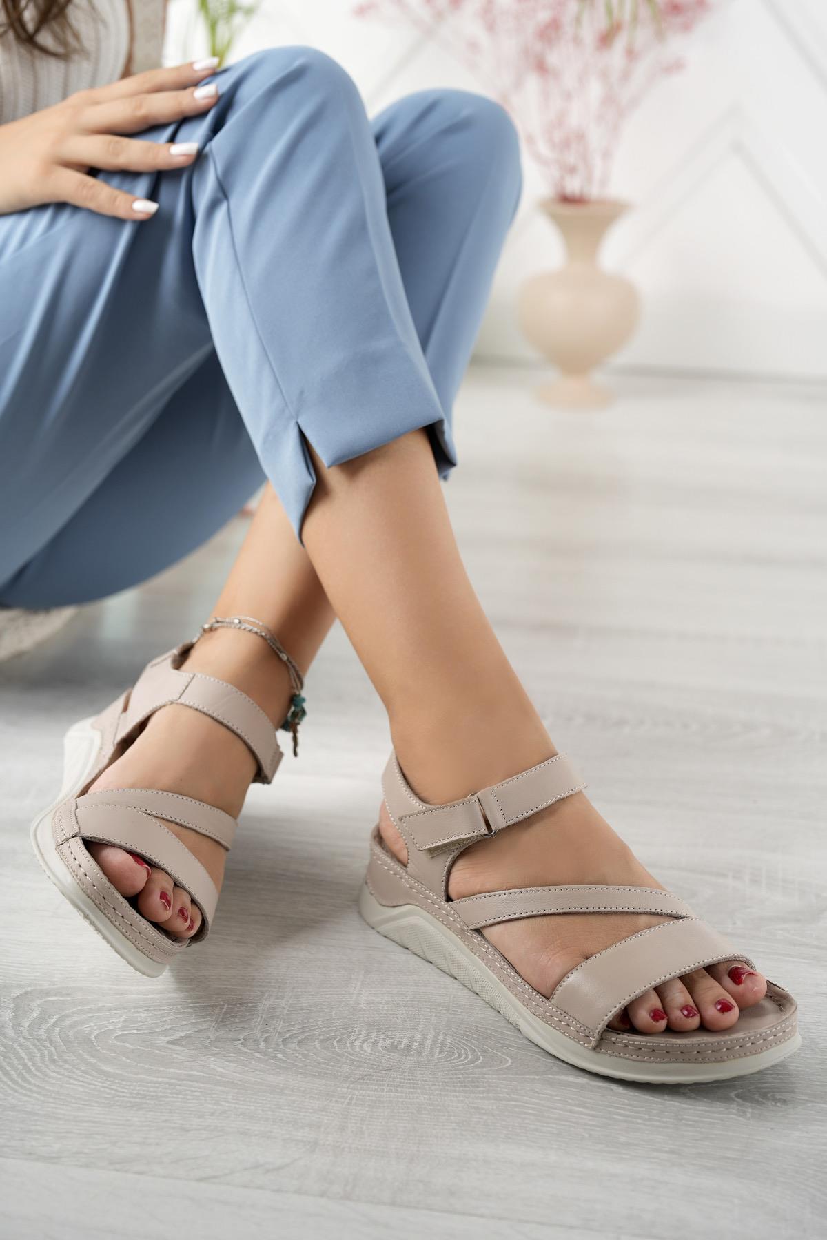 Comfort Hakiki Deri Kadın Sandalet Ortobella ORB6102